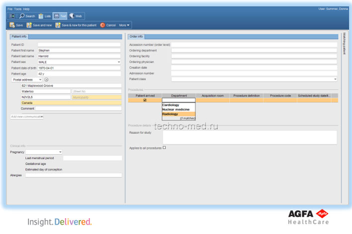 Рабочий стол IMPAX Agility дежурного приемного отделения
